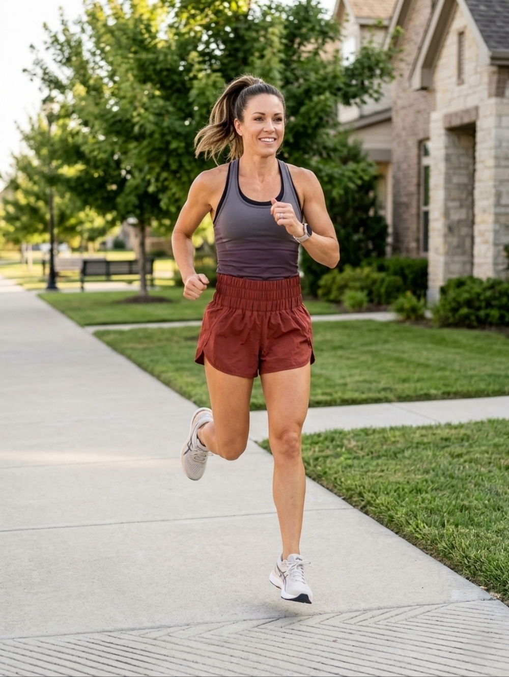 Zenana Outfitters Rust Red High-Waist Athletic Shorts